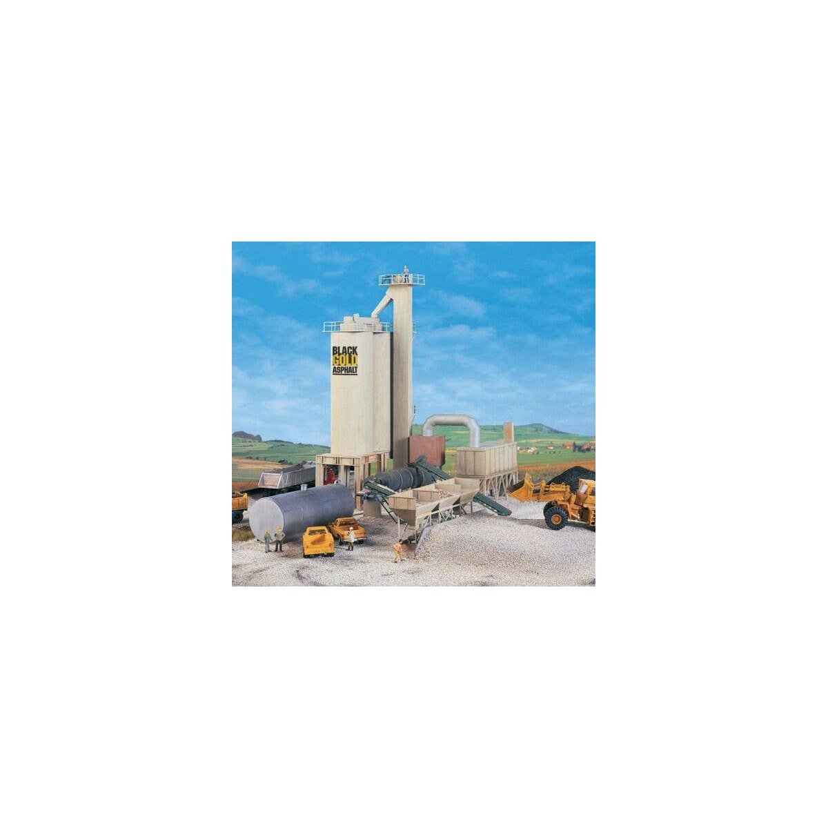 Black Gold Asphalt Hot Mix Plant -- Kit - 9-3/4 x 14-1/8 x 10-1/2′ 24.3 x 35.3 x 26.2cm, HO, Walthers Cornerstone 3085