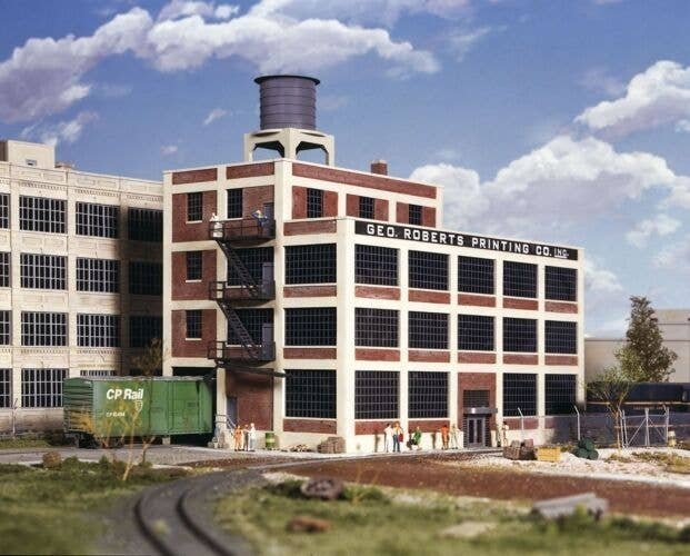 George Roberts Printing Company -- Kit - 12-3/4 x 7-1/2 x 9′ 31.6 x 19.3 x 22.9cm, HO, Walthers Cornerstone 3046