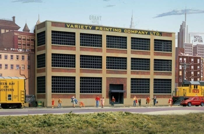 Variety Printing Background Building -- Kit - 12-1/4 x 2-3/4 x 6-11/16′ 30.6 x 6.8 x 16.7cm, HO, Walthers Cornerstone 3161