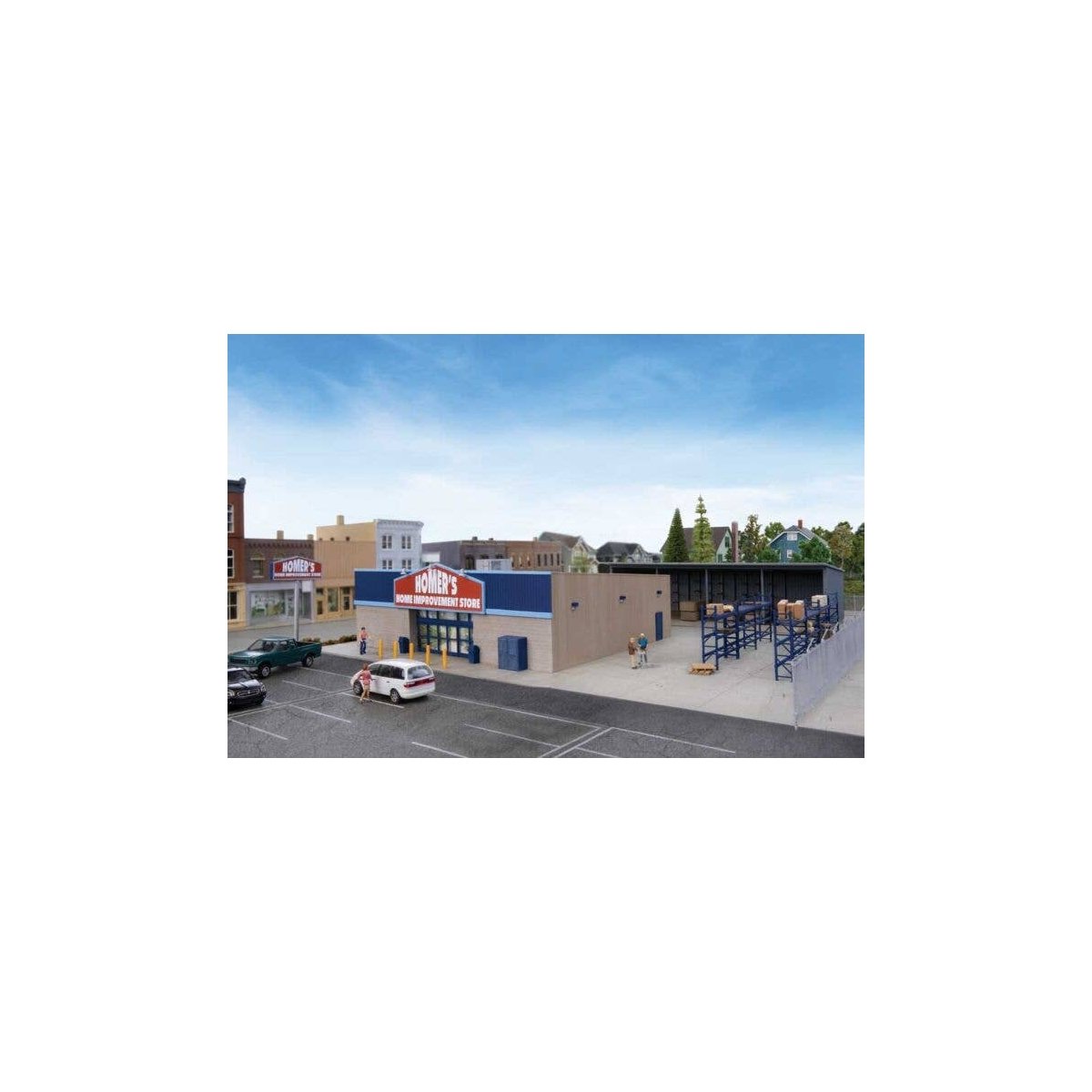 Hardware and Lumber Store -- Kit - Main Building: 8-7/8 x 9-15/16 x 2-13/16′ 22.5 x 25.2 x 7, HO, Walthers Cornerstone 4119