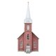 Brick Church -- Kit - 4-7/8 x 2-3/4 x 6-7/16′ 12.38 x 6.99 x 16.35cm, N, Walthers Cornerstone 3858