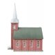 Brick Church -- Kit - 4-7/8 x 2-3/4 x 6-7/16′ 12.38 x 6.99 x 16.35cm, N, Walthers Cornerstone 3858