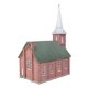 Brick Church -- Kit - 4-7/8 x 2-3/4 x 6-7/16′ 12.38 x 6.99 x 16.35cm, N, Walthers Cornerstone 3858