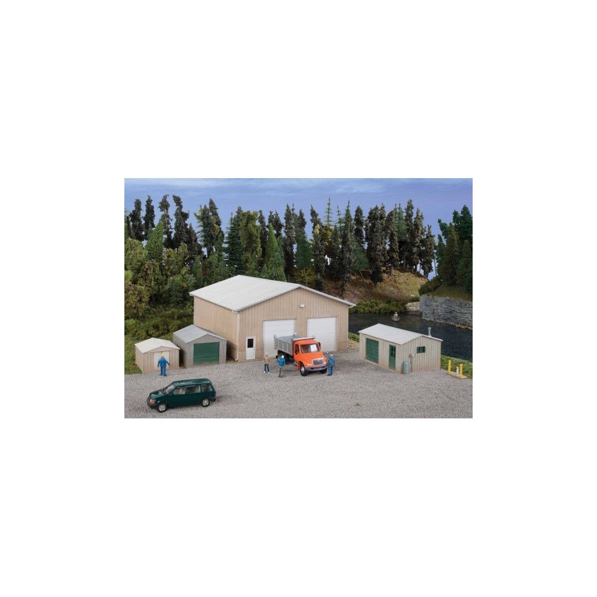 Pole Barn and Sheds -- Kit - Set of Four Buildings, HO, Walthers Cornerstone 4125
