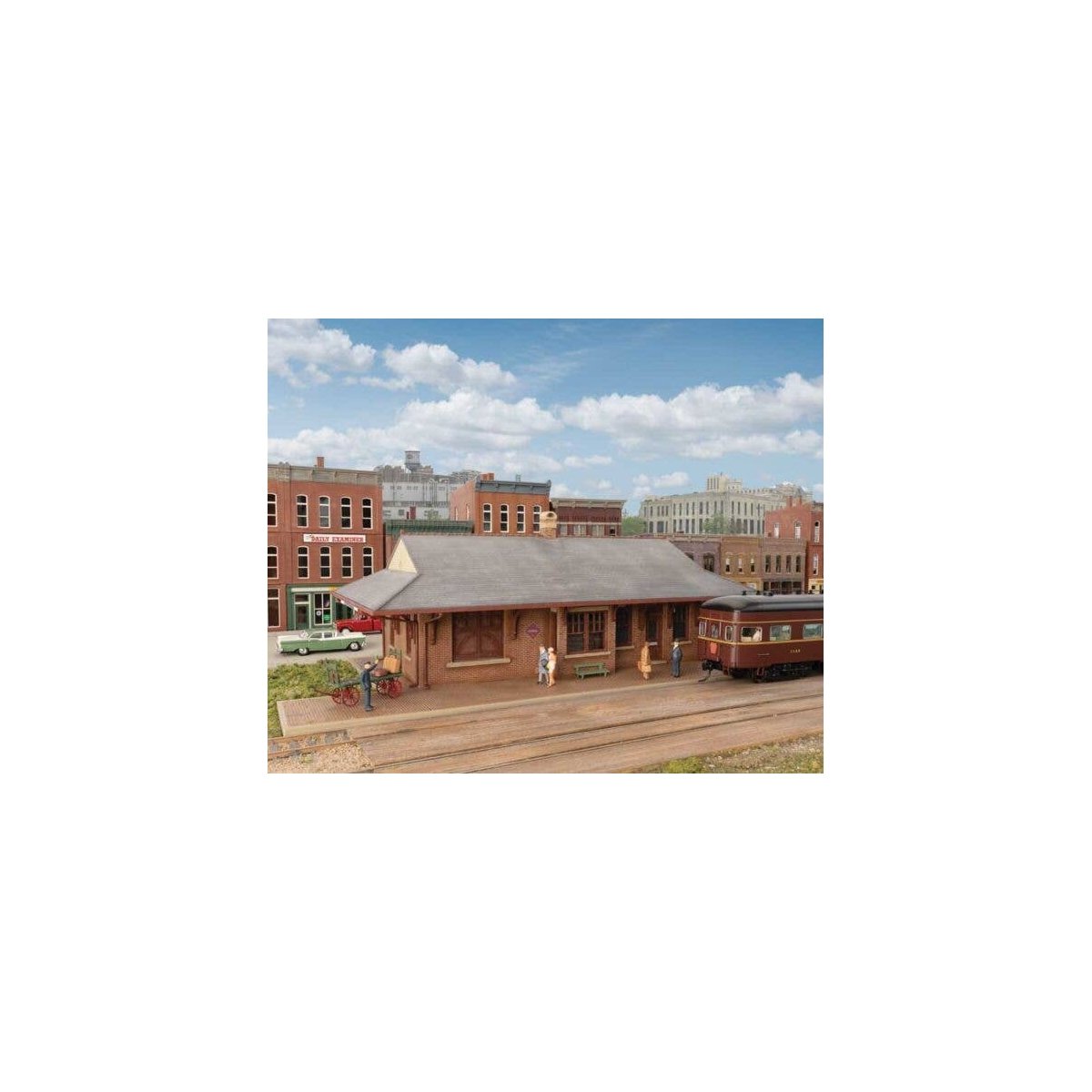 Pennsylvania System Brick Combination Station -- Kit - 12-5/8 x 6 x 3-15/16′ 32 x 15 x 10cm, HO, Walthers Cornerstone 3553