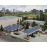 Modern Gas Station -- Kit - Main Building: 5-3/4 x 3-5/8 x 1-3/4′ 14.6 x 9.2 x 4.4cm, N, Walthers Cornerstone 3885