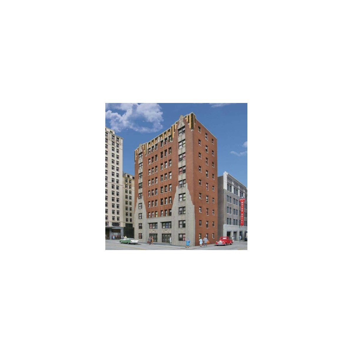 City Apartment Background Building -- Kit - 8-1/8 x 5-3/16 x 12-11/16′ 20.6 x 13.2 x 32.2cm, HO, Walthers Cornerstone 3770