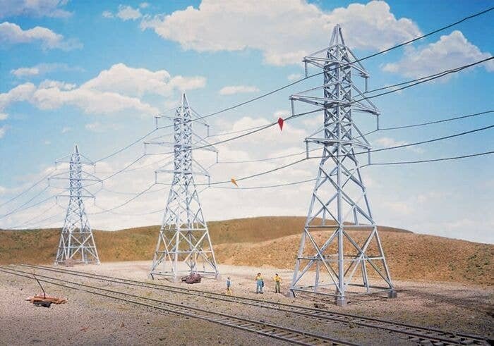 High-Voltage Transmission Tower -- pkg(4) - Kit - 2-1/2 x 2-1/2 x 9-3/8′ 6.4 x 6.4 x 23.8c, HO, Walthers Cornerstone 3121