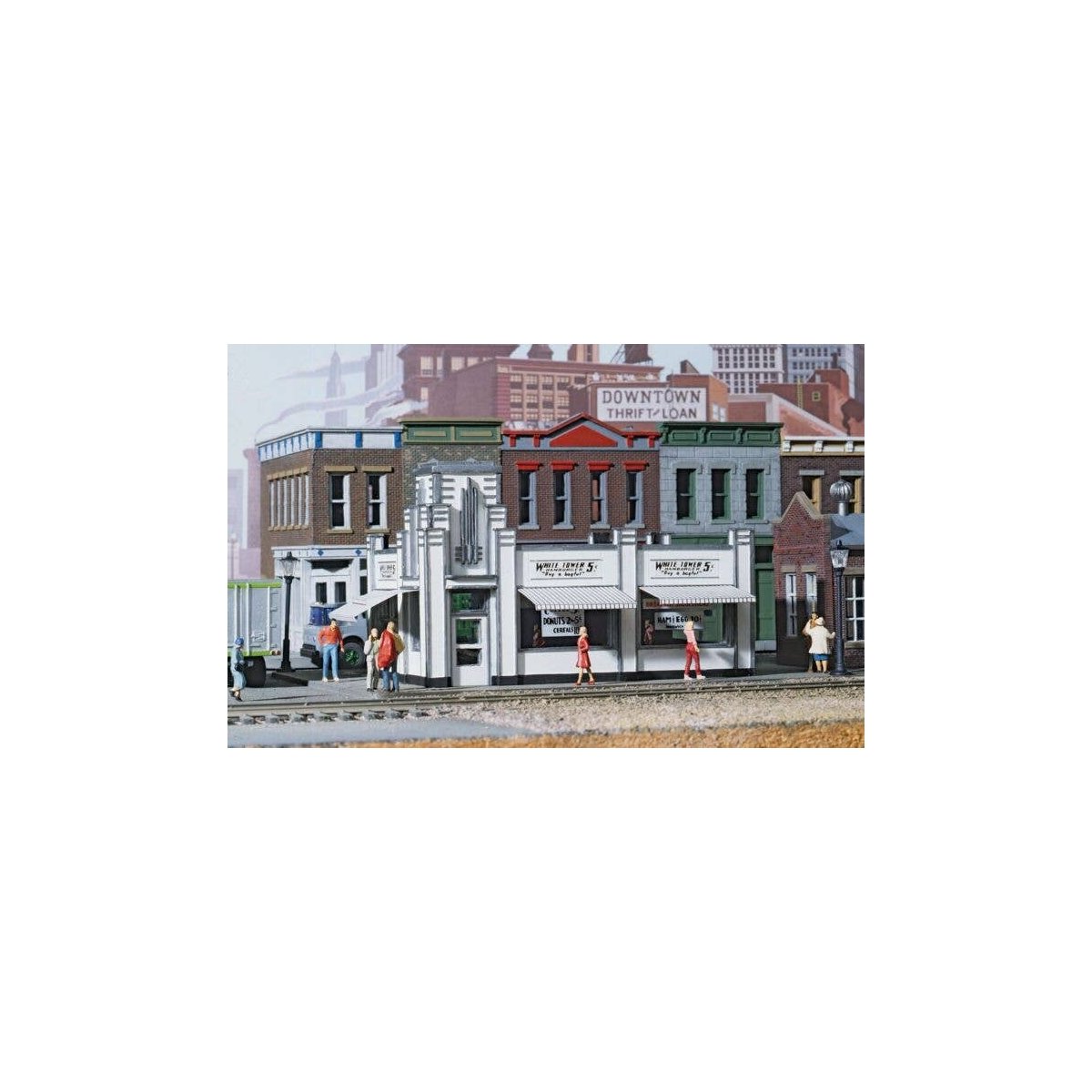 White Tower Restaurant -- Kit - 4-5/8 x 3 x 2-7/8′ 11.8 x 7.6 x 7.3cm, HO, Walthers Cornerstone 3030