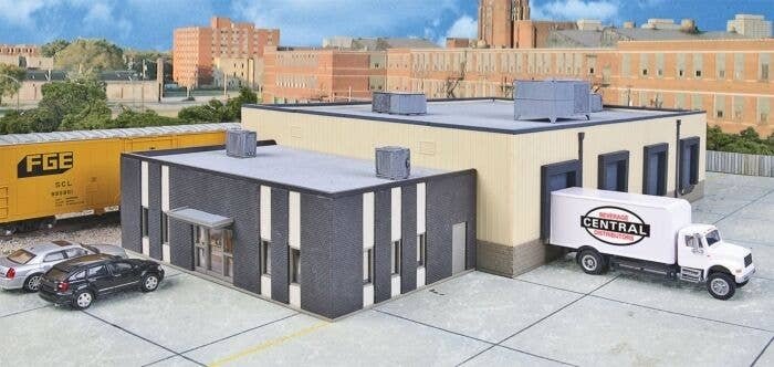 Central Beverage Distributors with Office Annex -- Kit - 15-15/16 x 8 x 4′ 40.4 x 20.3 x 10, HO, Walthers Cornerstone 4042