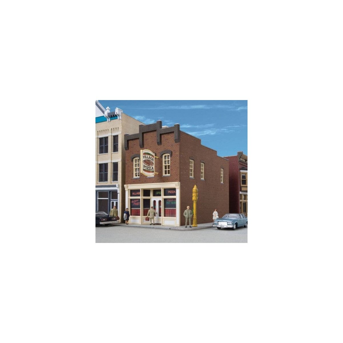 Village Pizza -- Kit - 3-1/8 x 5-1/2 x 4-3/4′ 7.9 x 13.9 x 12cm, HO, Walthers Cornerstone 3469