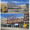 Skyscraper Construction Site -- Kit - 8-5/8 x 10-9/16 x 5-3/4′ 21.9 x 26.8 x 14.6cm, HO, Walthers Cornerstone 3761