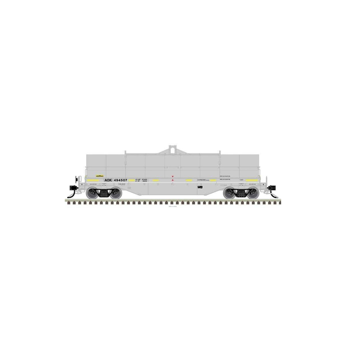42′ Coil Steel Car with Fishbelly Side Sill - Ready to Run - Master(R) -- Arkansas-Oklahoma AOK 494502 (Ex-CSXT, gray, black, 