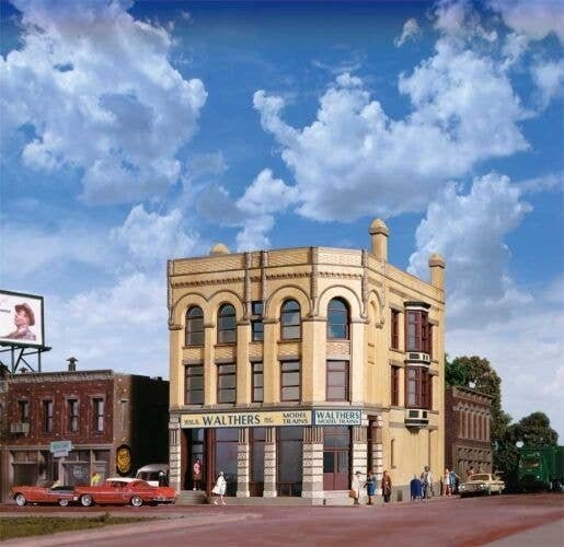 Walthers Water Street Building -- Kit - 7-3/4 x 4-3/4 x 7-1/8′ 19.4 x 11.9 x 17.8cm, HO, Walthers Cornerstone 4203