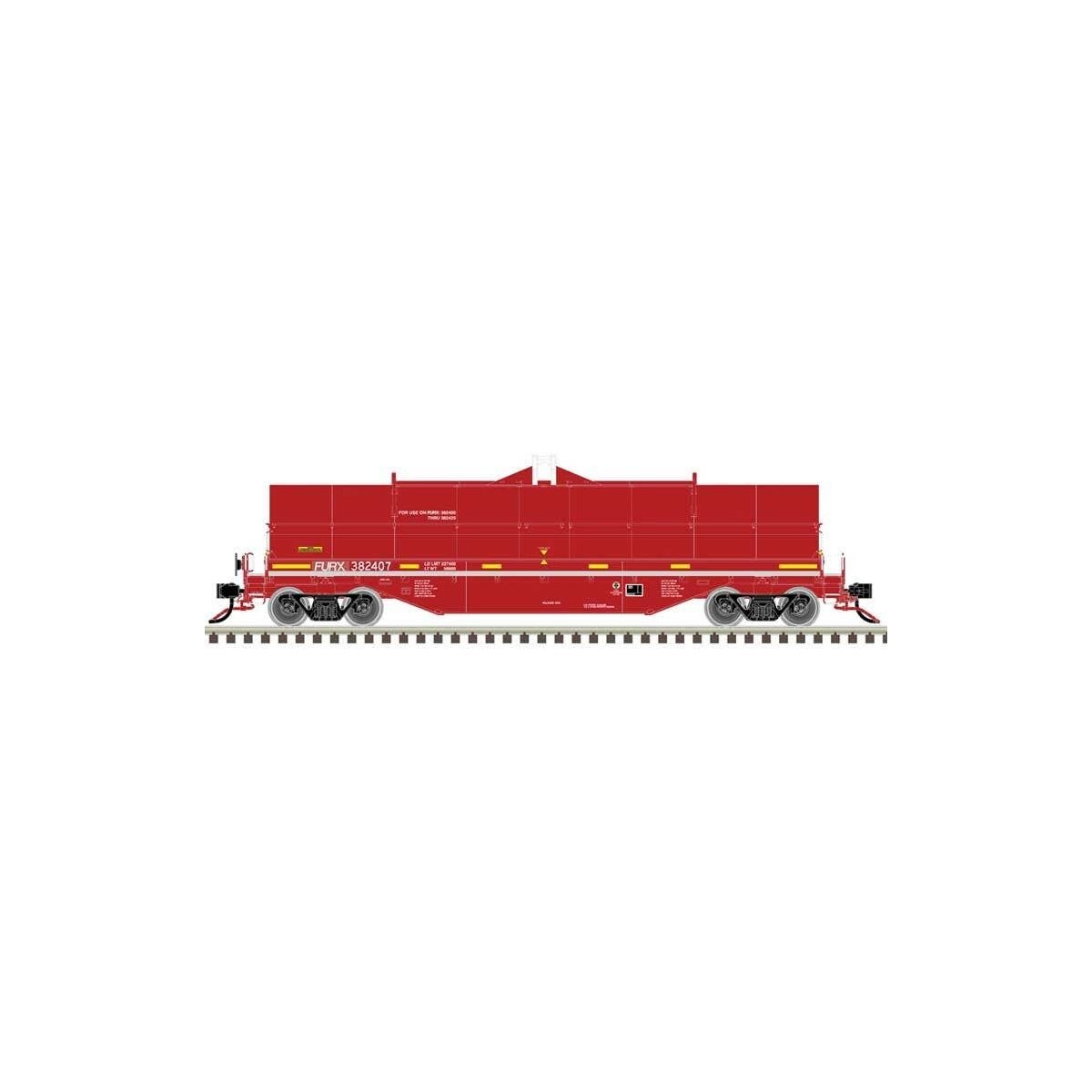 42′ Coil Steel Car with Fishbelly Side Sill - Ready to Run - Master(R) -- First Union Rail FURX 382426 (Ex-NOKL, red, white, y