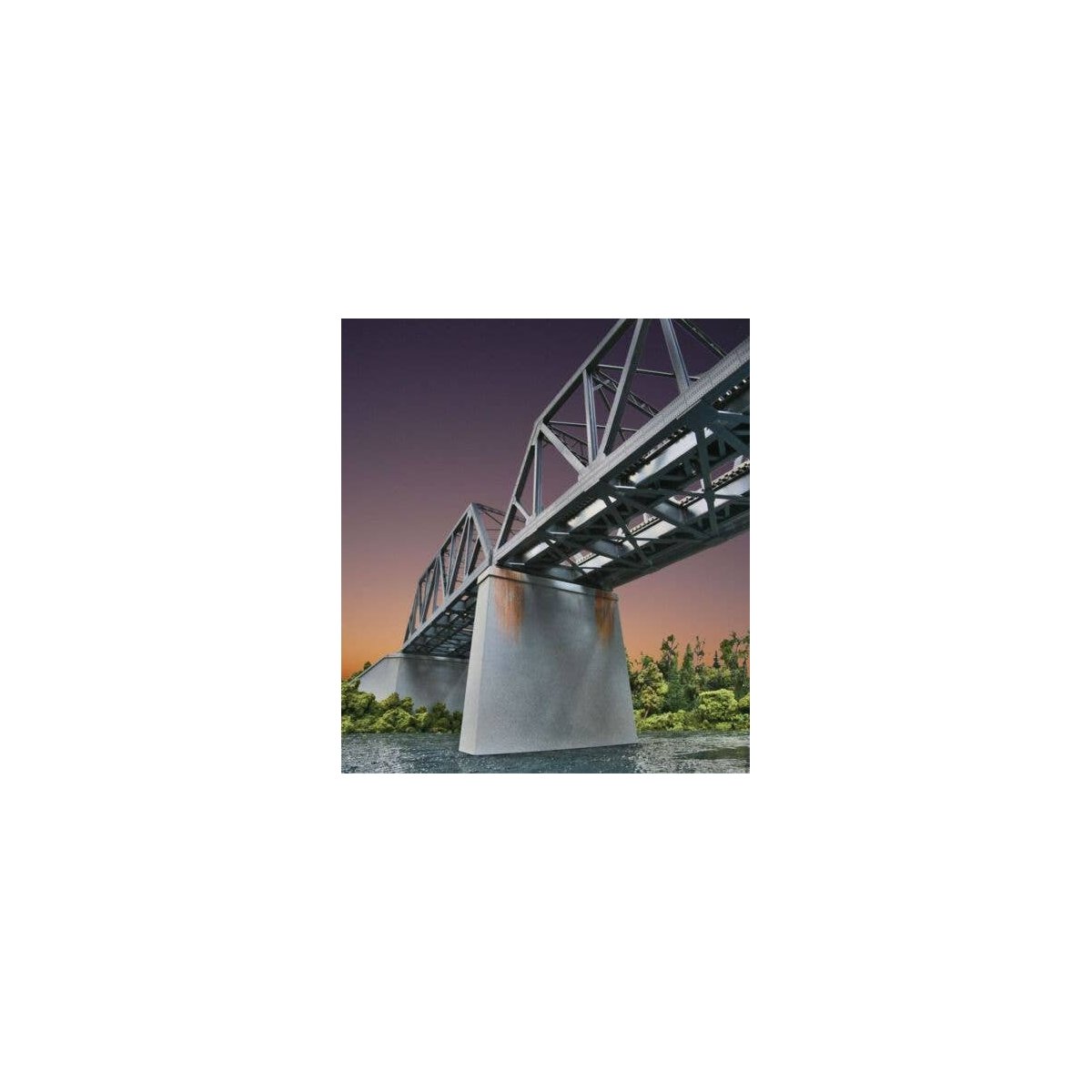 Double-Track Railroad Bridge Concrete Pier 2-Pack -- Kit 5-7/16 x 1-1/4 x 5-1/8′ 13.8 x 3.1, HO, Walthers Cornerstone 4552