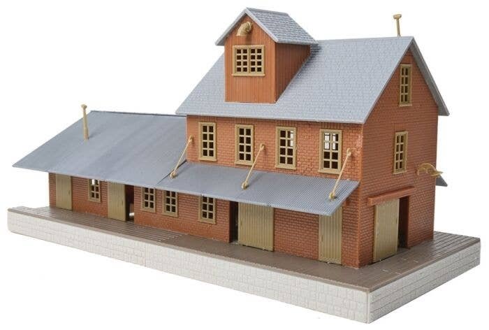 Brick Freight House -- Kit - 10 x 4-1/2 x 5-1/4′ 25.4 x 11.4 x 13.3cm, HO, WalthersTrainline 918