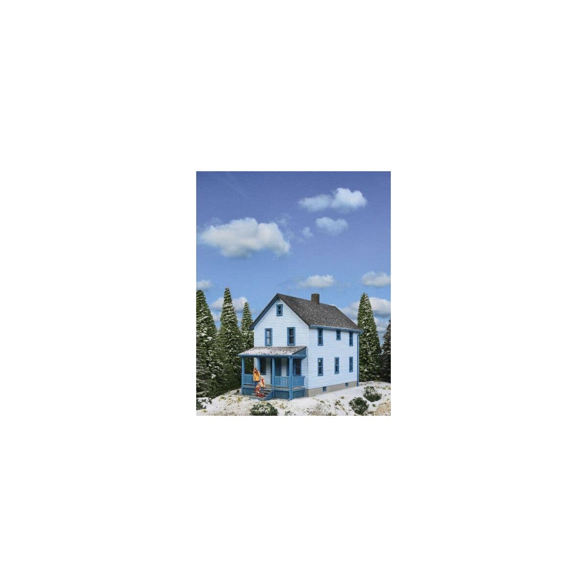Two-Story Frame House -- Kit - 5 x 2-1/2 x 4-1/16′ 12.7 x 6.3 x 10.3cm, HO, Walthers Cornerstone 3786