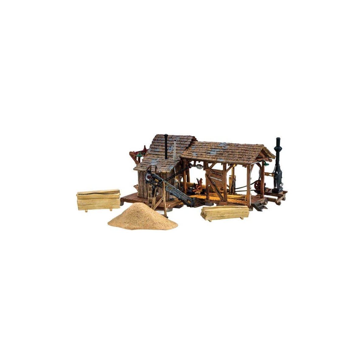 Buzz`s Sawmill - Built & Ready Landmark Structures(R) -- Assembled - 7-1/2 x 5-7/8` 19 x 14.9 c, HO, Woodland Scenics 5044