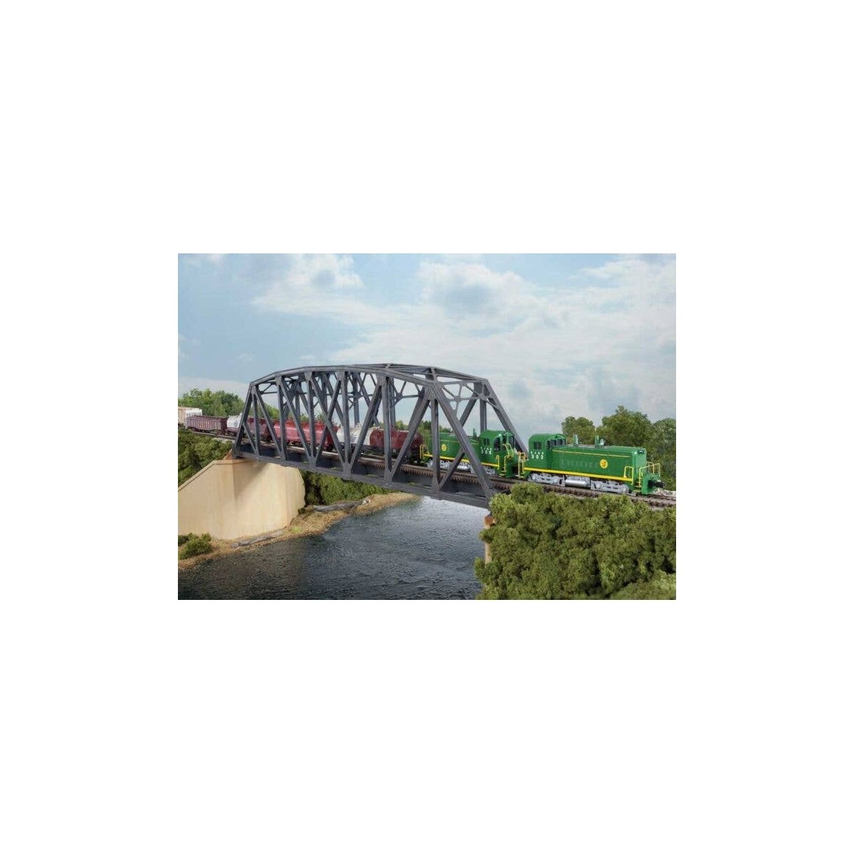 Single-Track Arched Pratt Truss Bridge -- Kit - 14-3/32 x 2 x 3-1/2′ 35.7 x 5 x 8.8cm, N, Walthers Cornerstone 3870