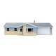 Ranch House with Attached 2-Car Garage -- Kit - 7-3/4 x 4-3/16 x 2-3/8′ 19.6 x 10.6 x 6cm, HO, Walthers Cornerstone 4155