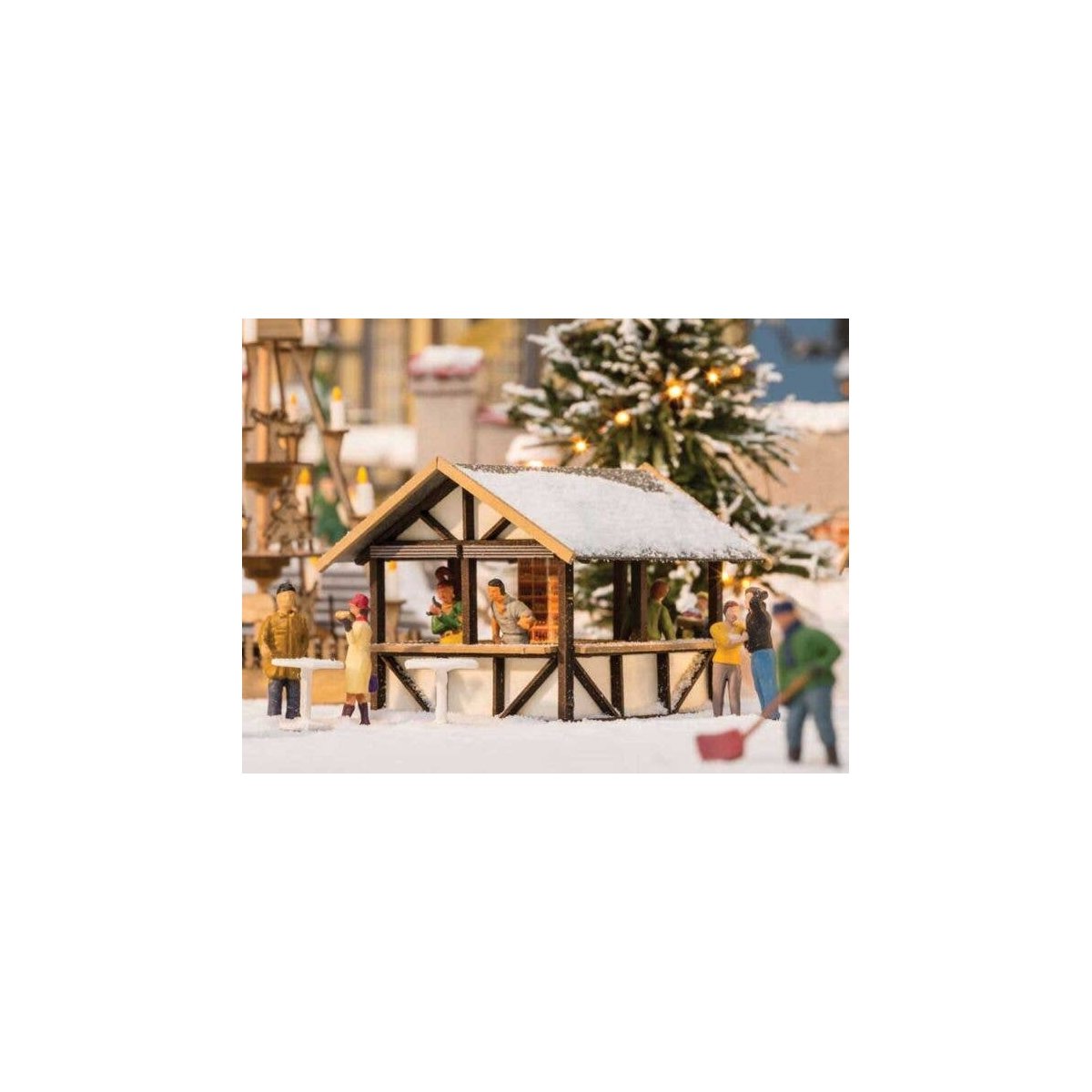 Christmas Market Mulled Wine Stand -- Laser-Cut Wood Kit, HO, Noch Gmbh & Co 14393