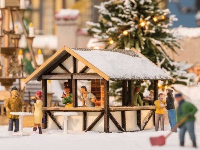 Christmas Market Mulled Wine Stand -- Laser-Cut Wood Kit, HO, Noch Gmbh & Co 14393