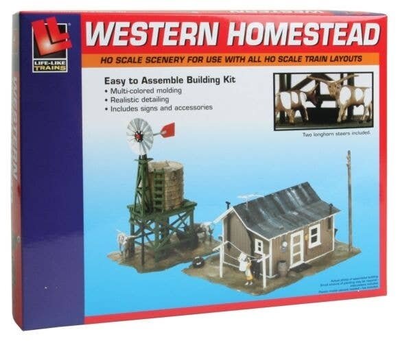 Western Homestead -- Kit - 7-3/4 x 5-1/2′ 19.7 x 14cm, HO, Life-Like Products 1338