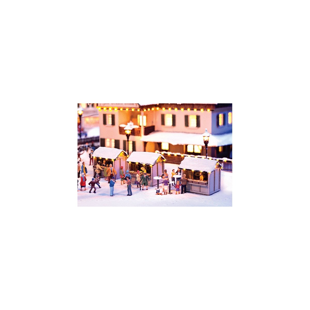 Christmas Market Stall Set - Kit -- 1-1/2 x 1-1/16 x 1-5/16′ 3.8 x 2.7 x 3.4cm pkg(3), HO, Noch Gmbh & Co 66412