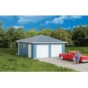 Two-Car Garage -- Kit - 3-1/8 x 3-1/8 x 2′ 7.9 x 7.9 x 5cm over eaves, HO, Walthers Cornerstone 3793