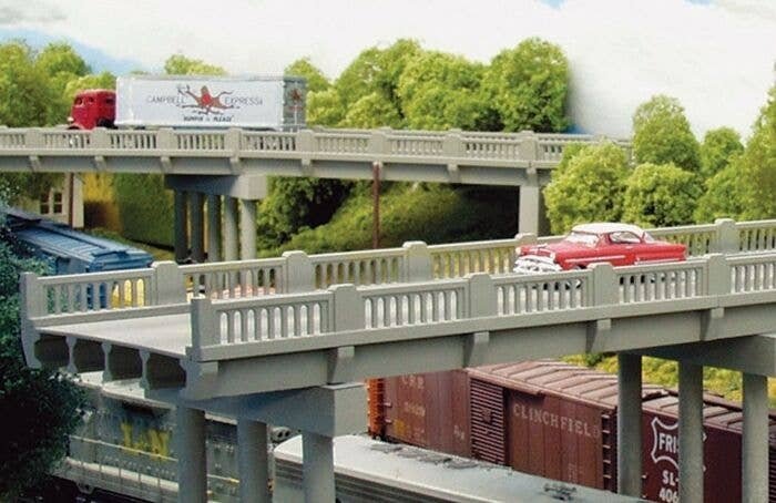 Vintage Highway Overpass -- Includes Pier - Kit - Scale 50′ 15.2m, HO, Rix Products 102