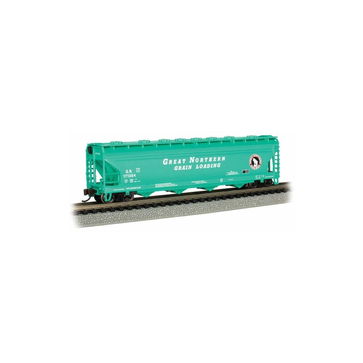 56′ 4-Bay Center-Flow Hopper - Ready to Run - Silver Series(R) -- Great Northern 27429 (Glacier Green), N, Bachmann Industries