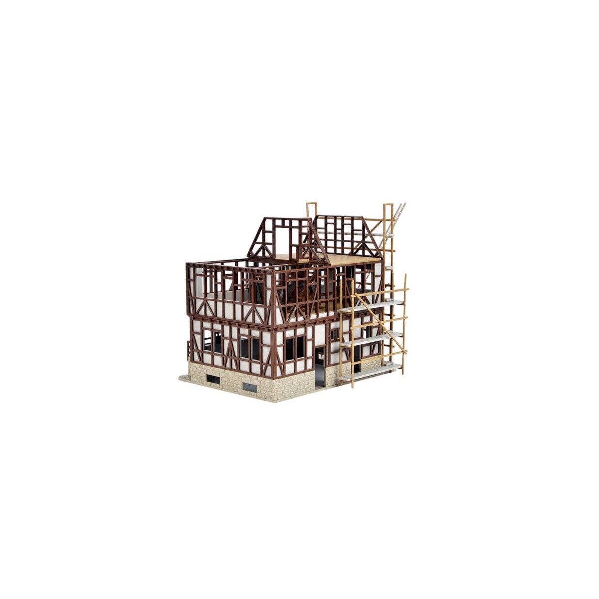 Half-Timbered House Under Construction -- Kit - 4-3/4 x 3-15/16 x 4-1/2′ 12 x 10 x 11.5cm, HO, Vollmer Gmbh 46889