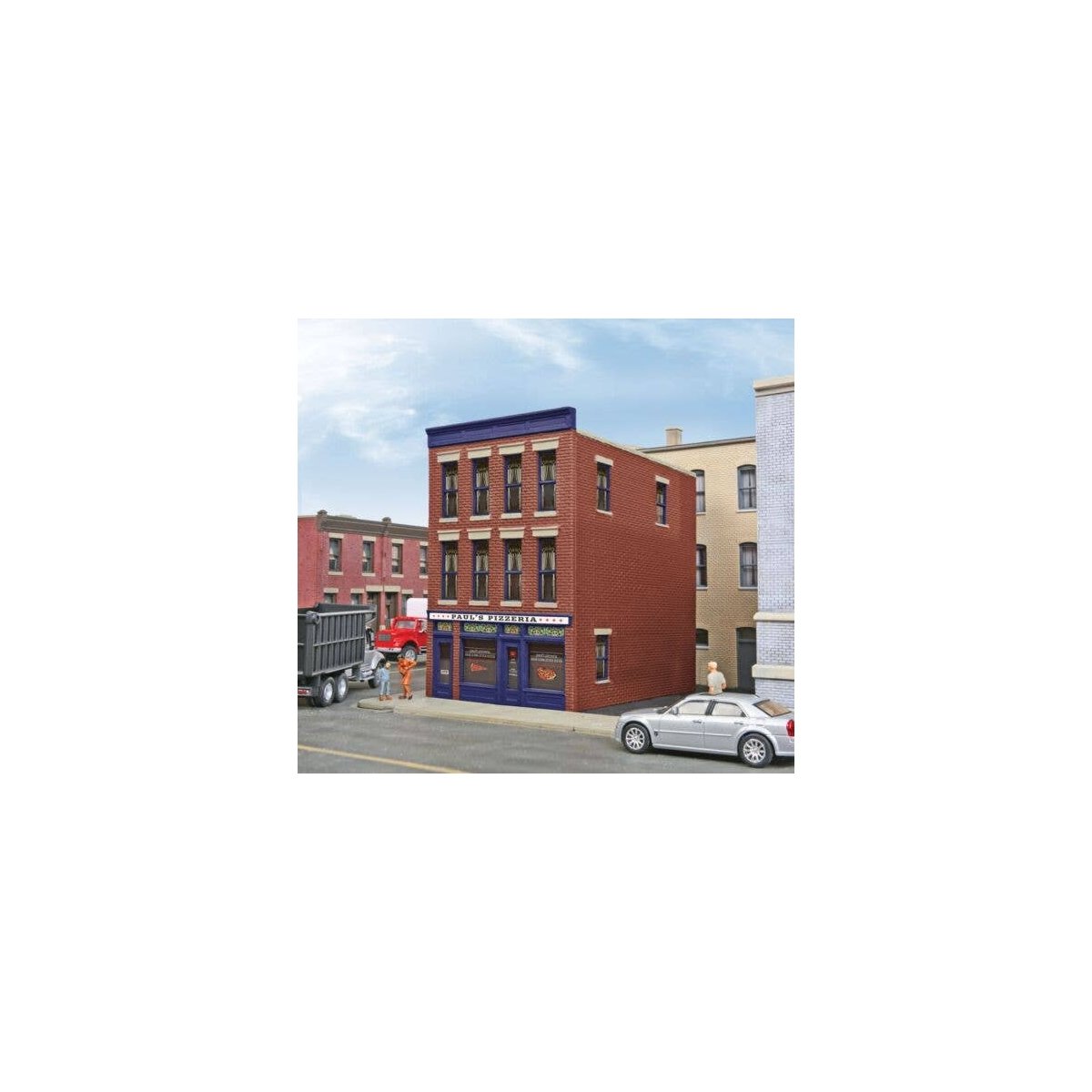 Paul`s Pizzeria -- Assembled - 3 x 4 x 4-3/8` 7.6 x 10.1 x 11.1cm, HO, WalthersTrainline 813