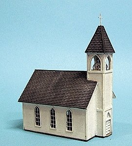 Wood Frame Church -- Kit - 4-7/8 x 3 x 6-1/2′ 12.2 x 7.5 x 16.2cm, HO, Blair Line 169