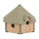 Hexagonal Garden Sauna -- Laser-Cut Wood Kit - 2-3/16 x 1-15/16 x 1-1/2′ 5.6 x 4.9 x 3.9cm, HO, Faller Gmbh 180310