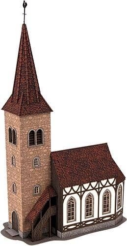 Church St. George with Bell Sound Unit -- Laser-Cut Kit - 6-7/16 x 3-7/16 x 9-15/16′ 16.4 x 8.8 , HO, Noch Gmbh & Co 66906