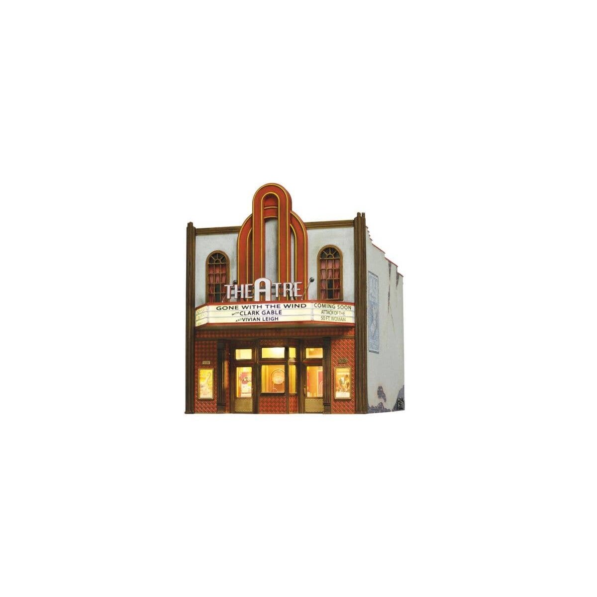 Theatre w/Lights - Built & Ready Landmark Structures(R) -- Assembled - 7-17/32 x 9-1/4 x 9-11/64′, O, Woodland Scenics 5854