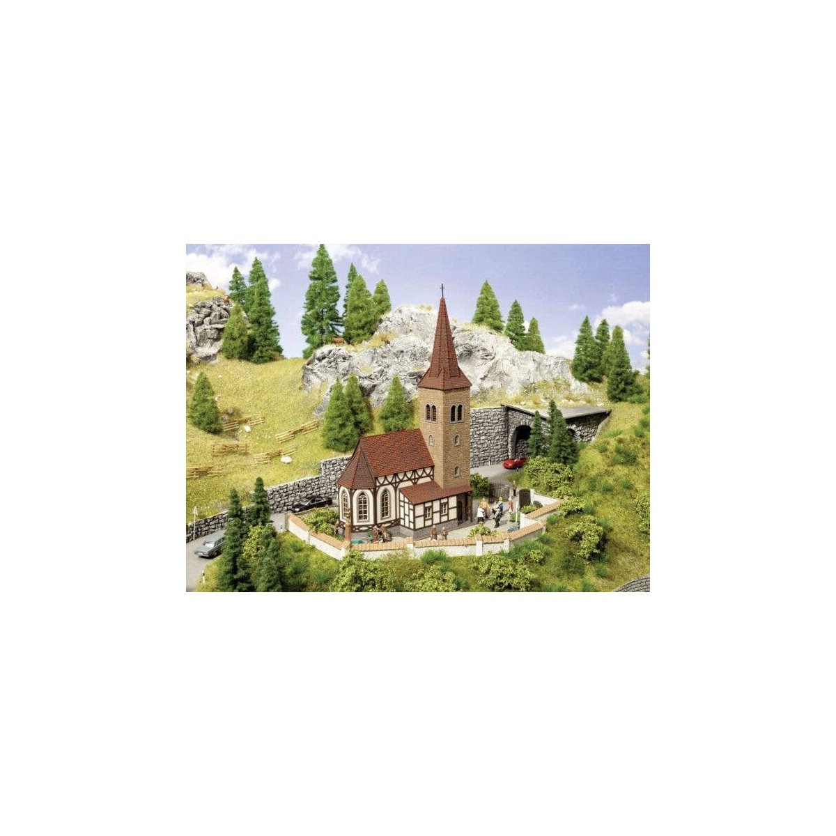 Church St. George with Bell Sound Unit -- Laser-Cut Kit - 3-9/16 x 1-7/8 x 5-3/8′ 9 x 4.8 x 13.7c, N, Noch Gmbh & Co 63906