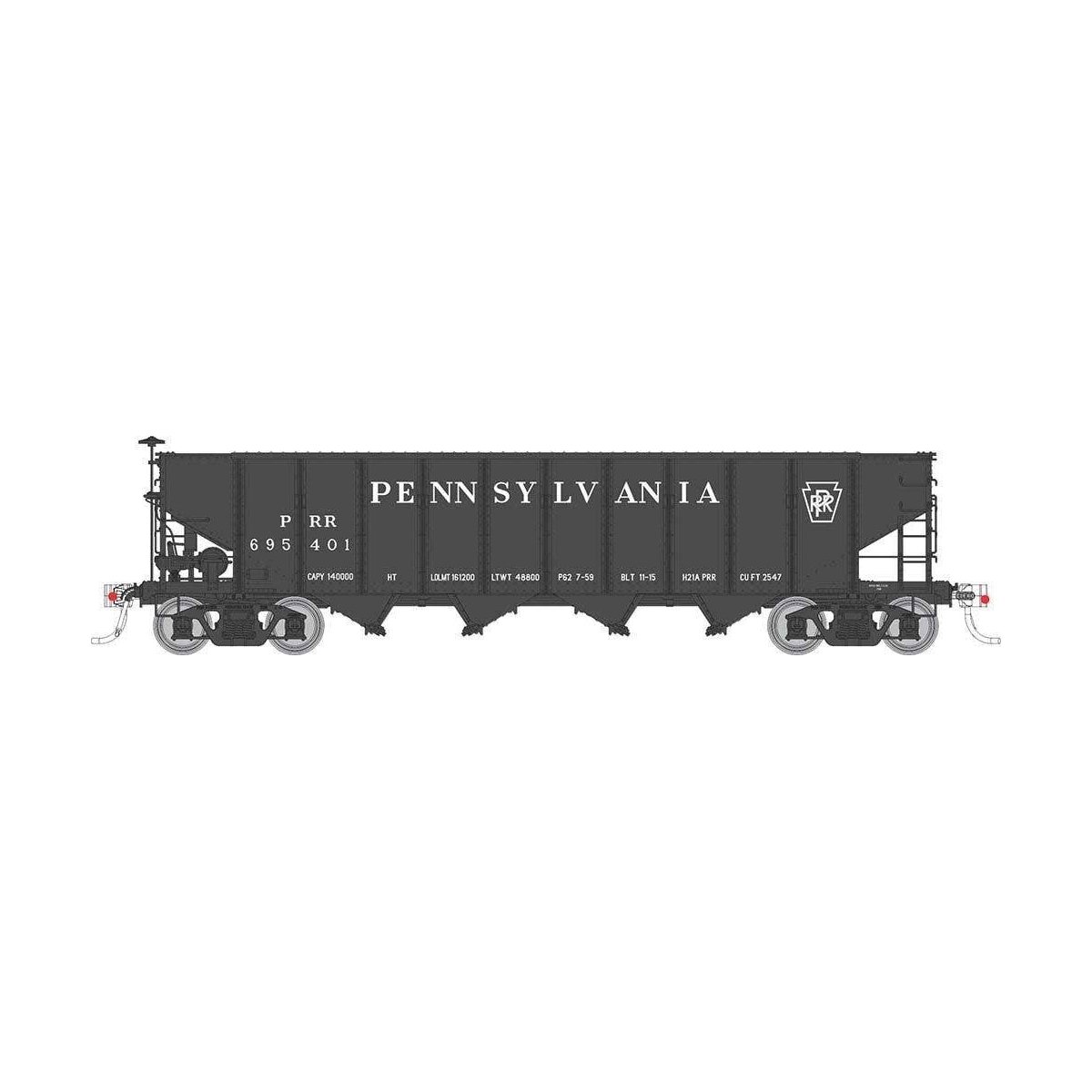 Class H21A 4-Bay Hopper - Ready to Run -- Pennsylvania Railroad (black, Plain Keystone), HO, Rapido Trains Inc 178009A