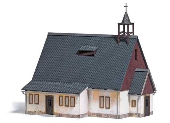 Weathered Chapel -- Laser-Cut Kit - 5-7/8 x 4-7/16 x 5-9/16′ 15 x 11.2 x 14.2cm, HO, Busch Gmbh & Co Kg 1941