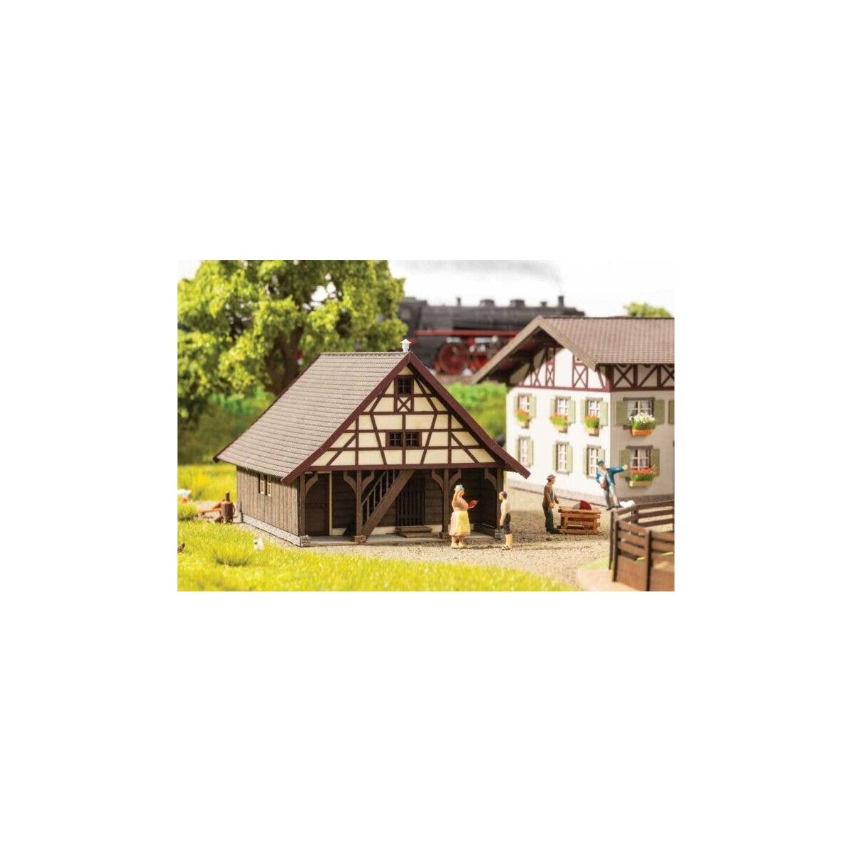 Agricultural Outbuilding -- Laser-Cut Card Kit - 4 x 3-7/16 x 2-9/16′ 10.1 x 8.7 x 6.5cm, HO, Noch Gmbh & Co 66715