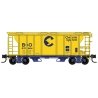 PS-2 2-Bay Covered Hopper - Ready to Run -- Chessie System B&O 631664 (yellow, blue), N, Micro Trains Line 9500090