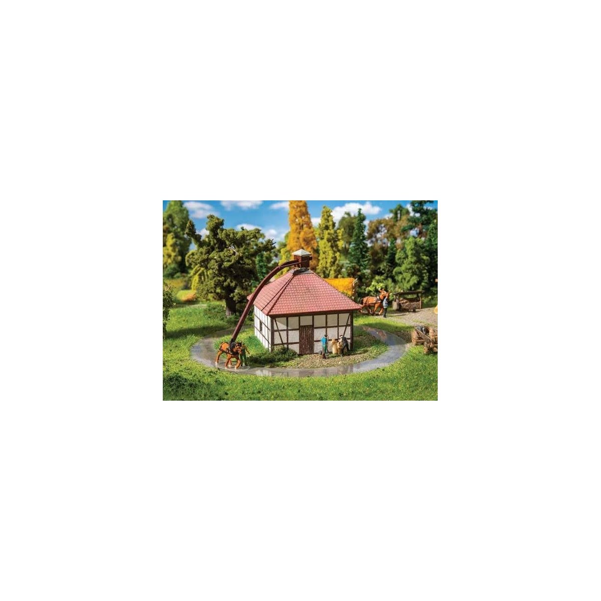 Rahden Horse-Driven Mill -- Laser-Cut Kit - 14 x 8.5 x 9cm, HO, Faller Gmbh 130582