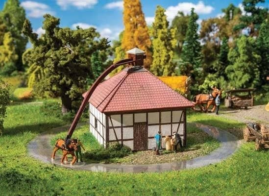 Rahden Horse-Driven Mill -- Laser-Cut Kit - 14 x 8.5 x 9cm, HO, Faller Gmbh 130582