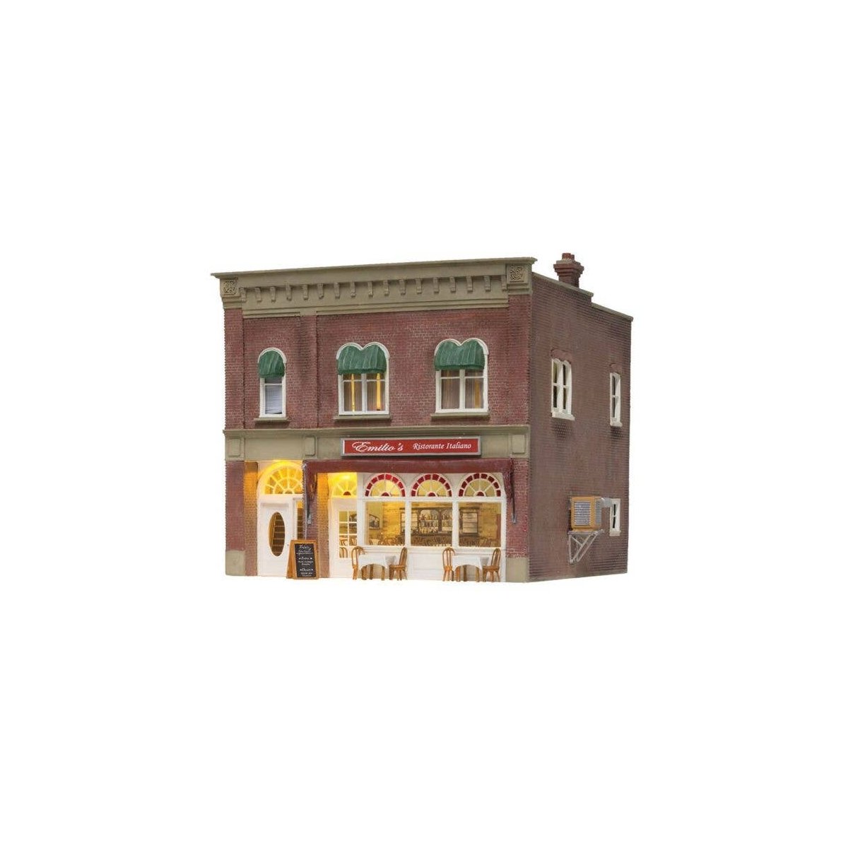 Emilio′s Italian Restaurant - Built-&-Ready(R) Landmark Structures(R) -- Assembled - 2-1/4 x 2-7/, N, Woodland Scenics 4945