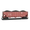 100-Ton 3-Bay Ribside Open Hopper w/Coal Load - Ready to Run -- Burlington Northern Santa Fe 617895 (Boxcar Red, small Circle/Cr