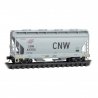 ACF 39′ 2-Bay Center-Flow Covered Hopper - Round Hatches - Ready to Run -- Chicago & North Western 437016 (gray, large CNW), N