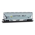 ACF 3-Bay Center Flow Covered Hopper w/Round Hatches - Ready to Run -- Cotton Belt SSW 73994 (gray, black), N, Micro Trains Line