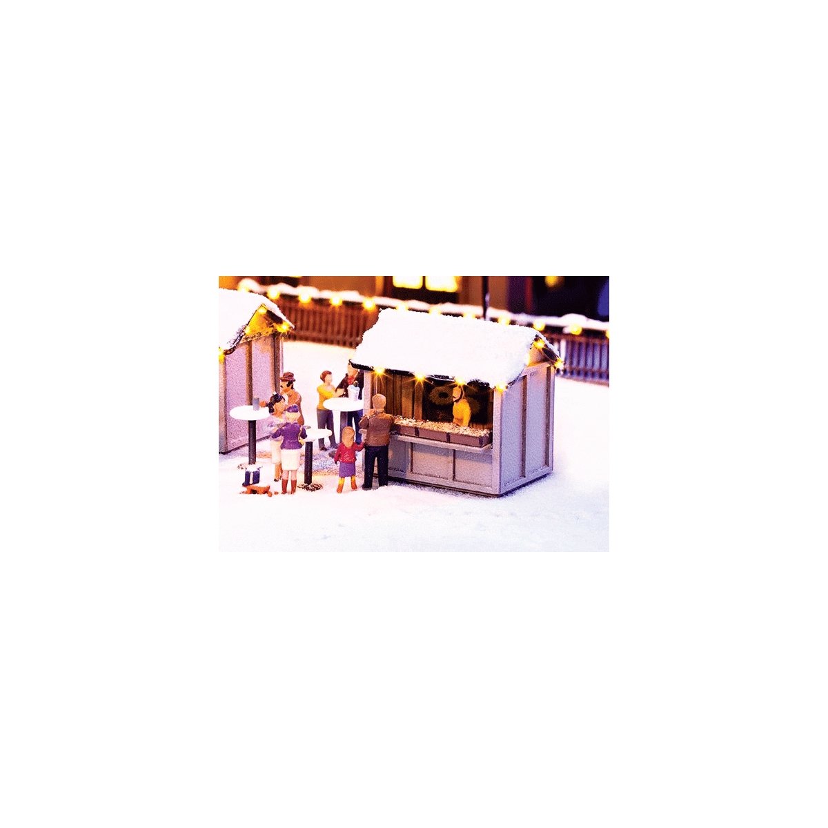 Christmas Market Stall w/Led Lights - Kit -- 1-1/2 x 1-1/16 x 1-5/16′ 3.8 x 2.7 x 3.4cm, HO, Noch Gmbh & Co 65610